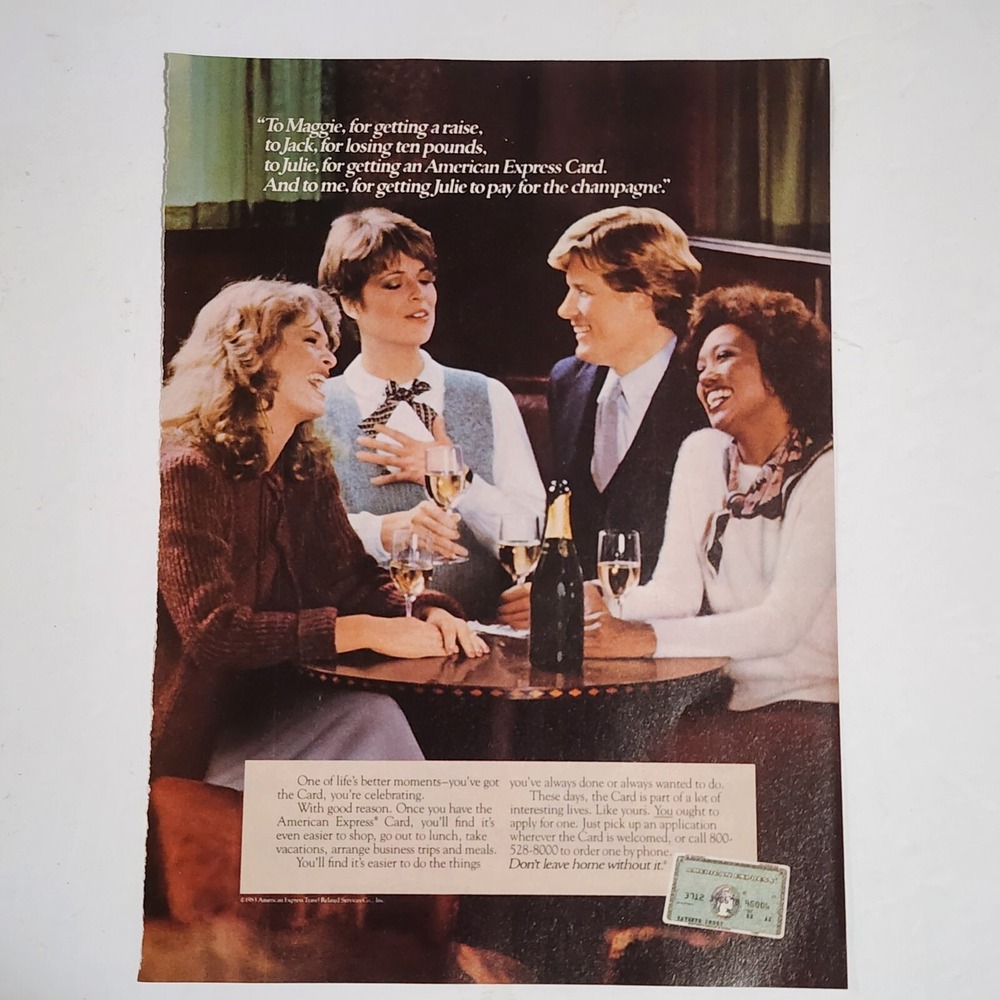 Vintage Print Ad American Express Card model group clipping 1983 8x10.5